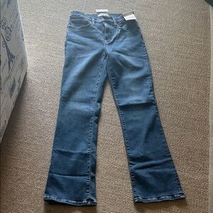 Madewell Dark Blue Mid-Rise Kick Out Leg Ankle-Length